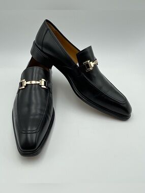 Mezlan SZ 11.5 Barsotti Patina Black Calf Leather Bit Loafer Shoes -MSRP $430